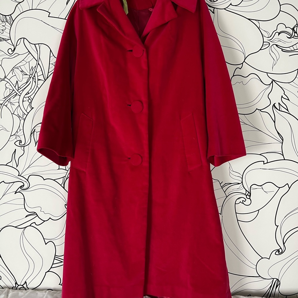 Vintage Marguerite Rubel San Francisco Velvet Coat. Reddish Fuchsia.